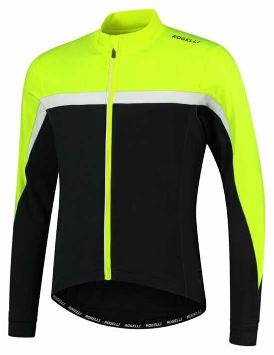 Pánský hřejivý cyklistický dres Rogelli Course černo-reflexně žluto-bílý ROG351004
