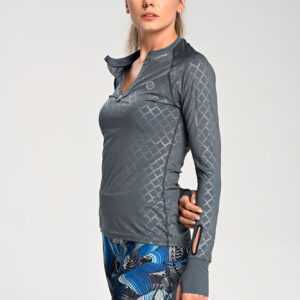 Nessi Sportswear Tréninková Mikina s Průstřihem na Sporttester LBKZ-1199 Shiny Grey Velikost: XXL