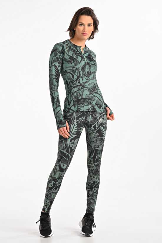 Nessi Sportswear Běžecké Legíny Regular s pásem PRO OSLP-17R7190 Ornamo Flower Black Velikost: XS/S