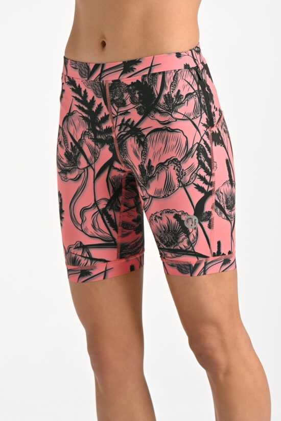 Nessi Sportswear Krátké Běžecké Legíny se Stabilizačními Pásky OSBK-17R29 Ornamo Flower Coral Velikost: XS